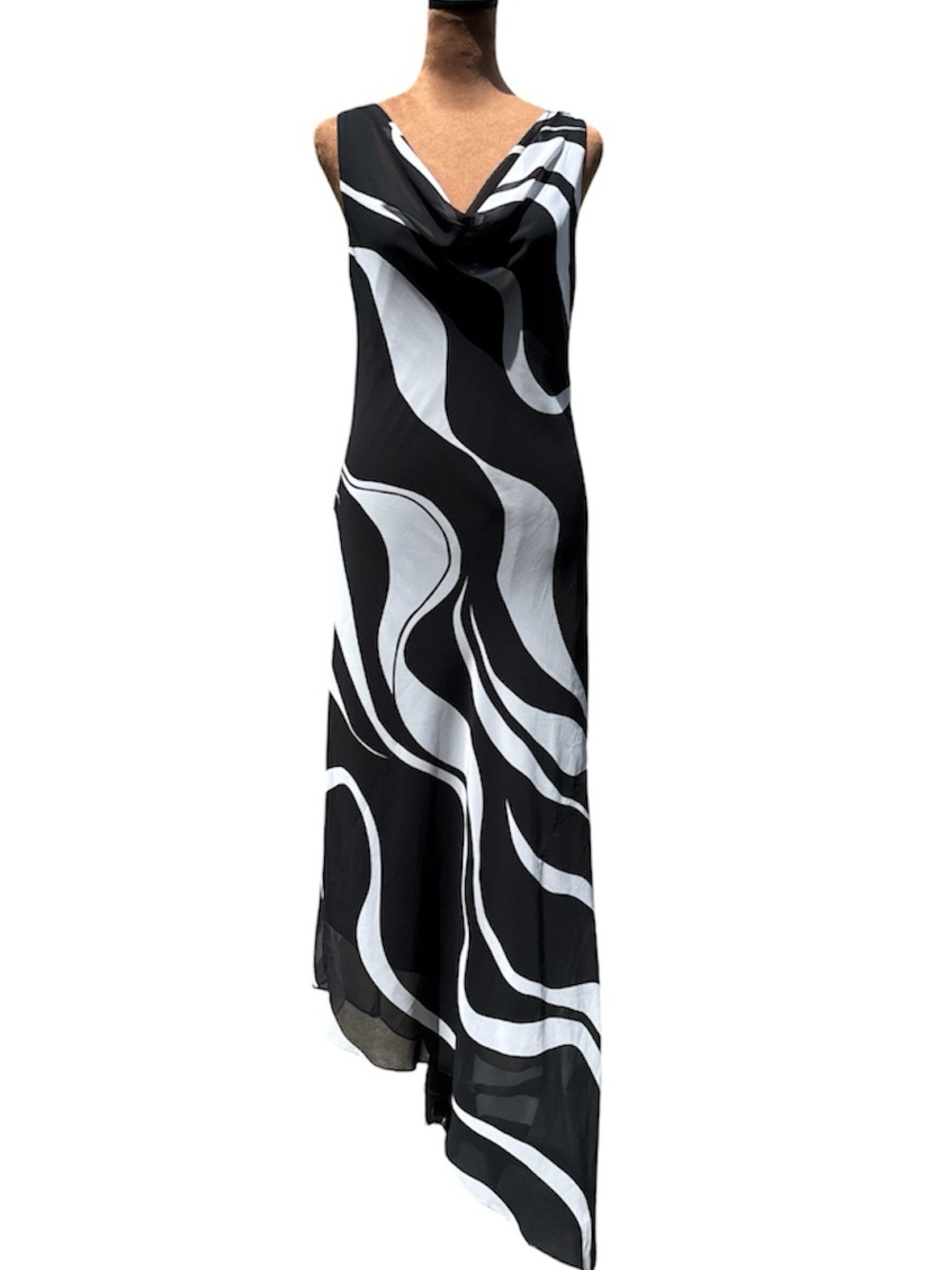 BEAUTIFUL Black & White Cowl Neck Asymmetrical Dress Juniors Size 11